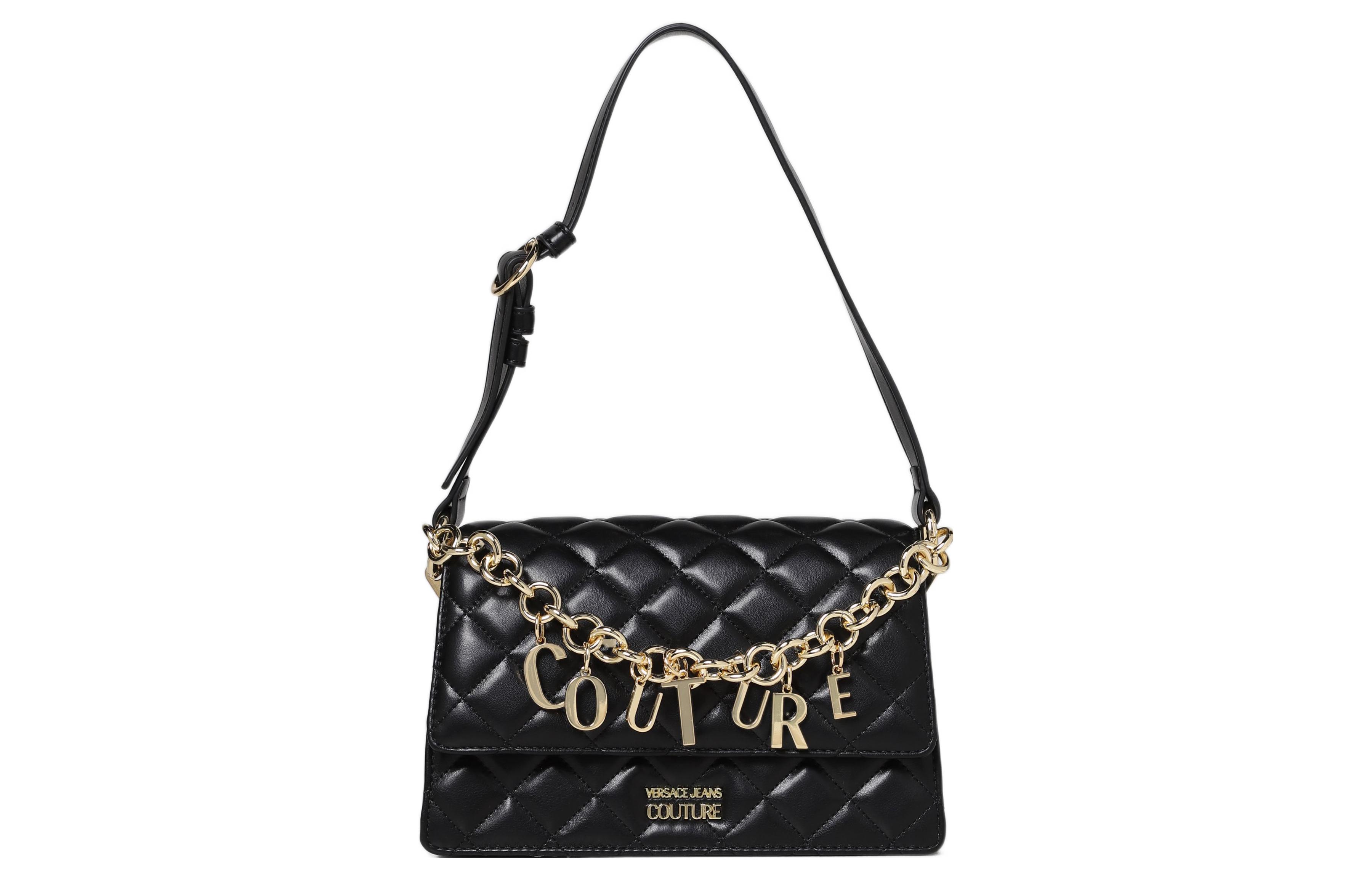 

Полиэстеровая портативная сумка на одно плечо женская черная VERSACE JEANS COUTURE