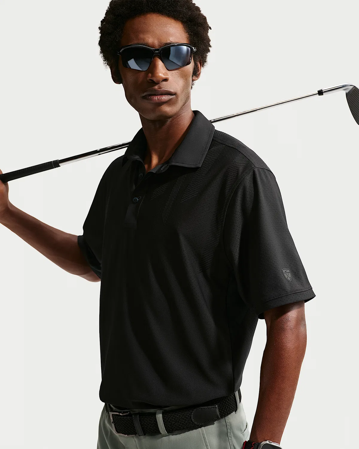 Мужское поло Nike Tailored Performance Dri-FIT Golf, Black/Black — фото 3