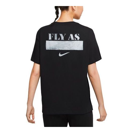 

Футболка (WMNS) Nike Fly Logo Printing Sports Basketball Short Sleeve Black T-Shirt DB6193-010