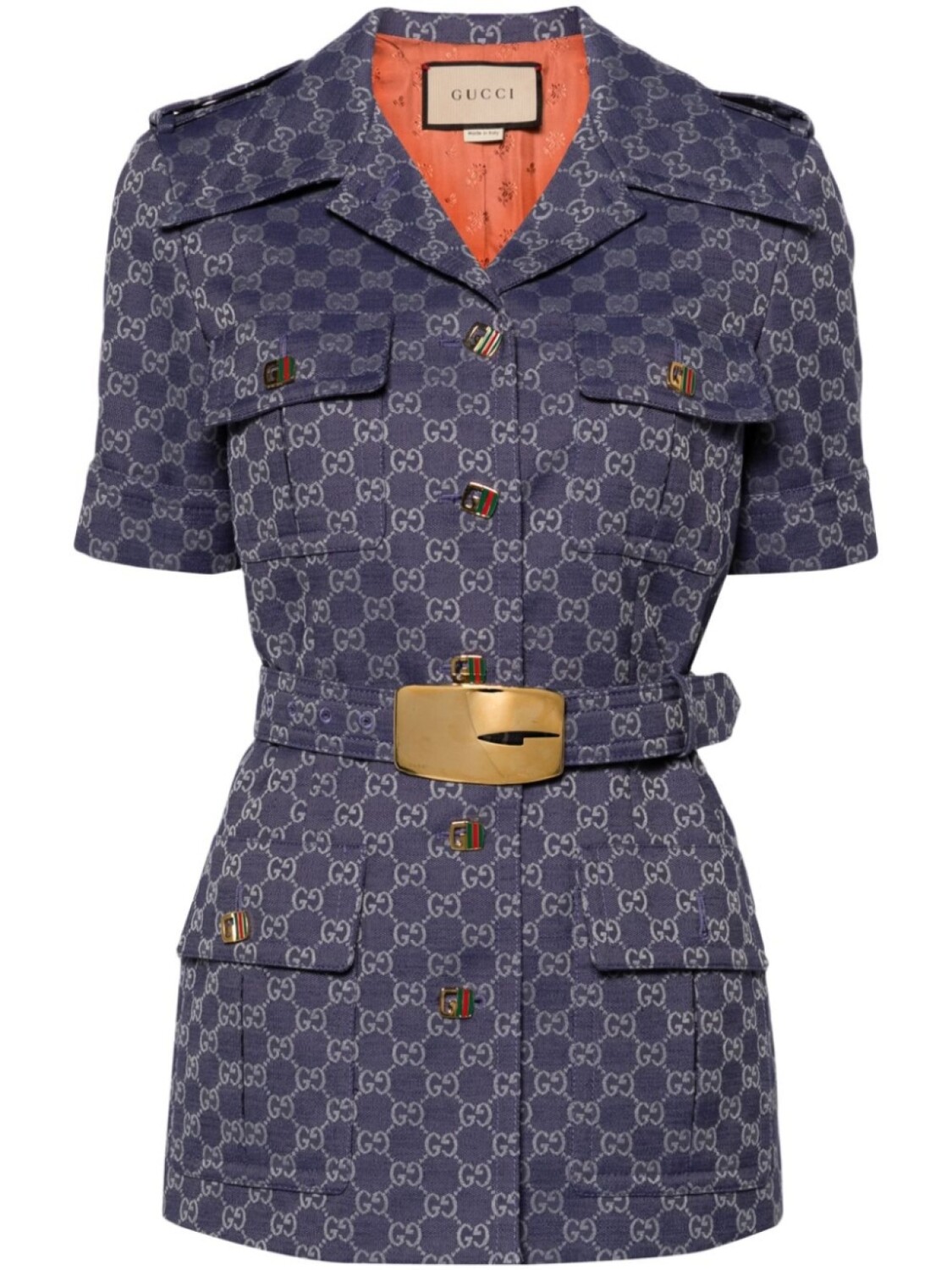 

Gucci рубашка с короткими рукавами и логотипом Double G, синий