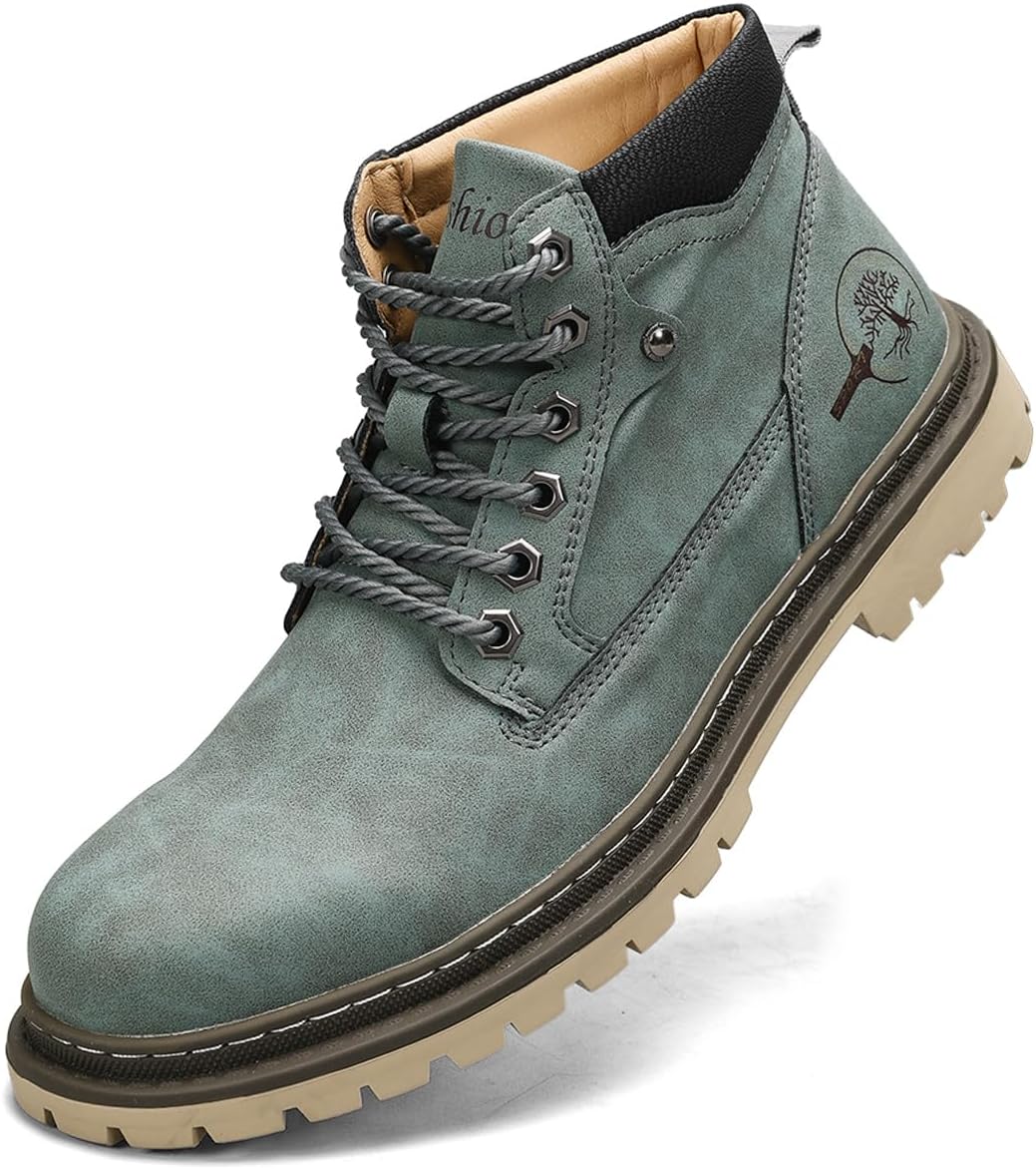 

Мужские кожаные ботинки Shaire Chukka, Шнурованные ботинки на щиколотку для мужчин, Повседневные комфортные ботинки, зеленый