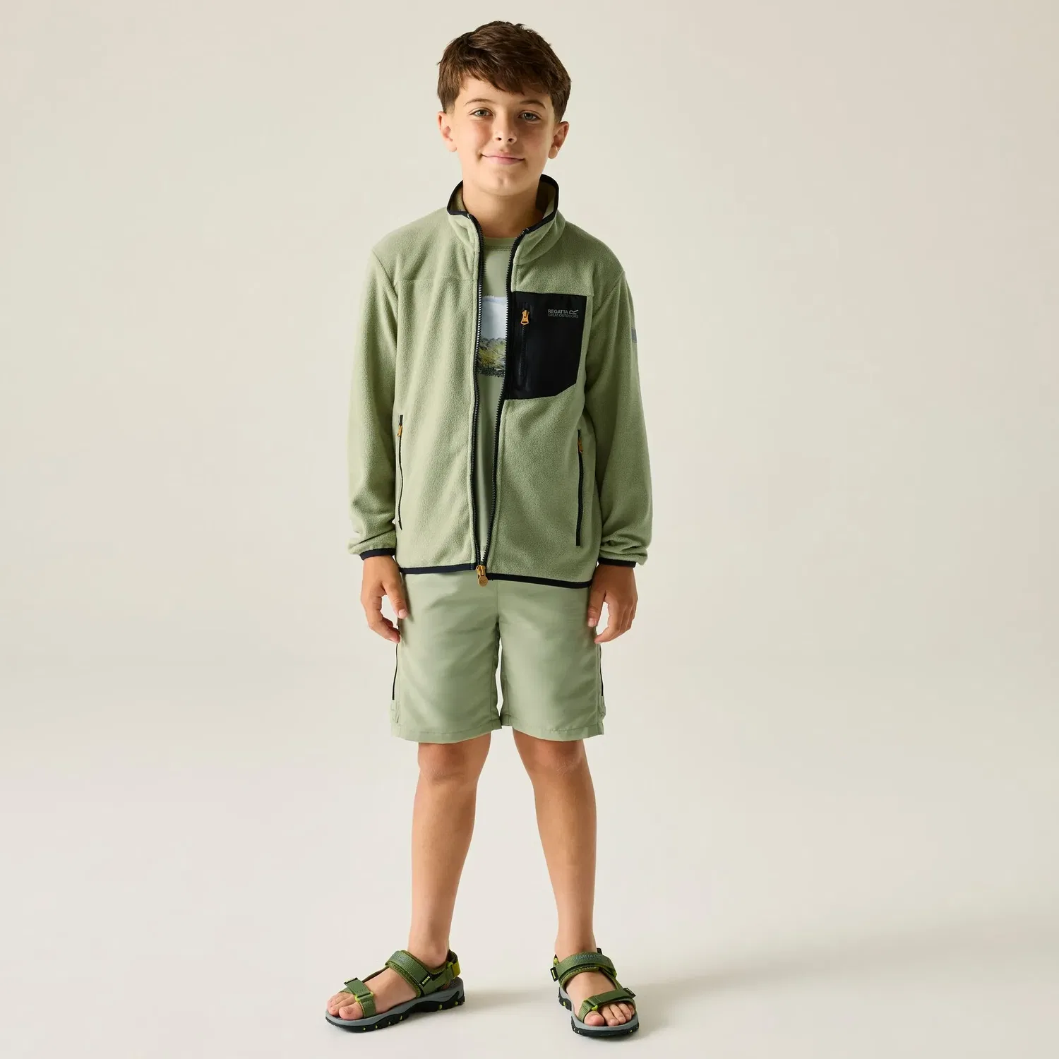 Детское флисовое худи Regatta Frankie Full Zip Fleece, светло-зеленый — фото 3