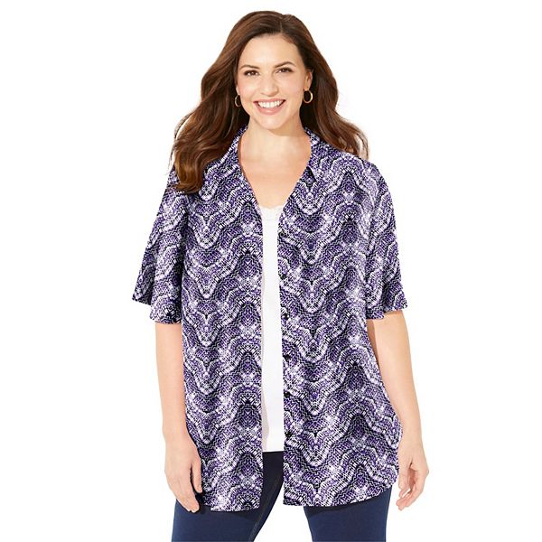 

Блузка с коротким рукавом для женщин plus size petite timeless Catherines, Vintage Lavender Bias