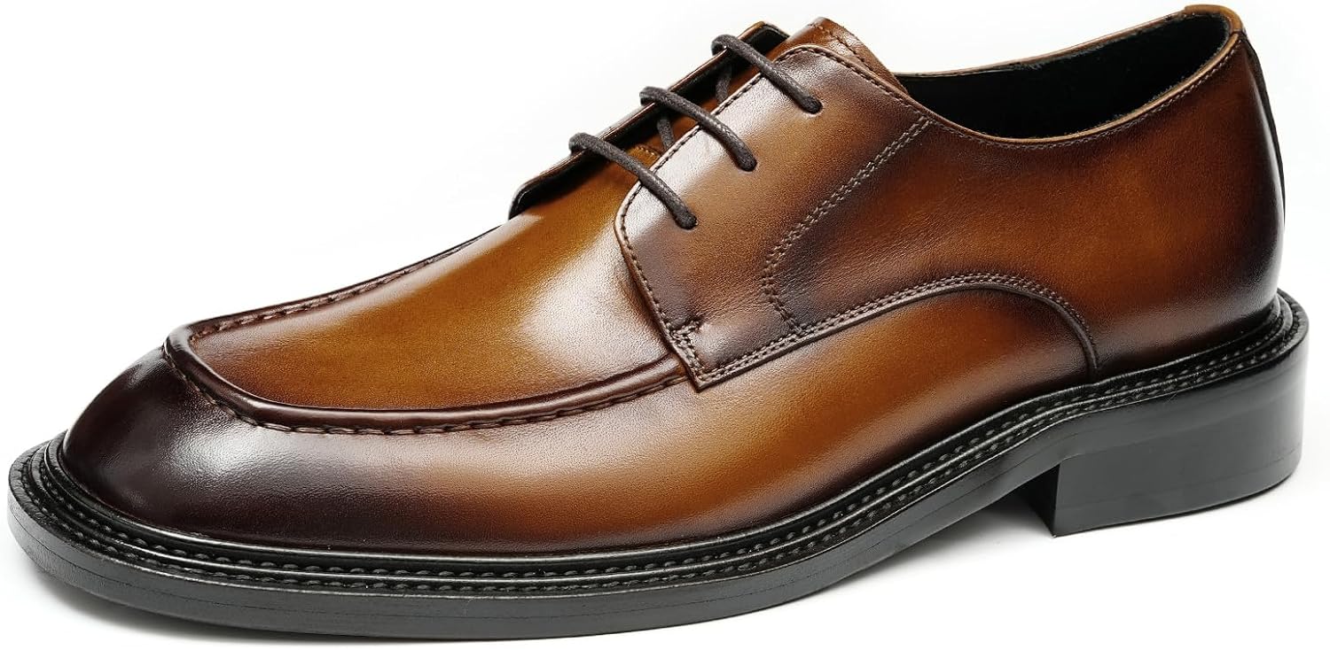 

Мужские деловые туфли дерби с квадратным носком, шнуровка на 3 отверстия, стиль smart casual, гладкая кожа, полированная отделка, для ежедневной носки 68917 Windhana, коричневый