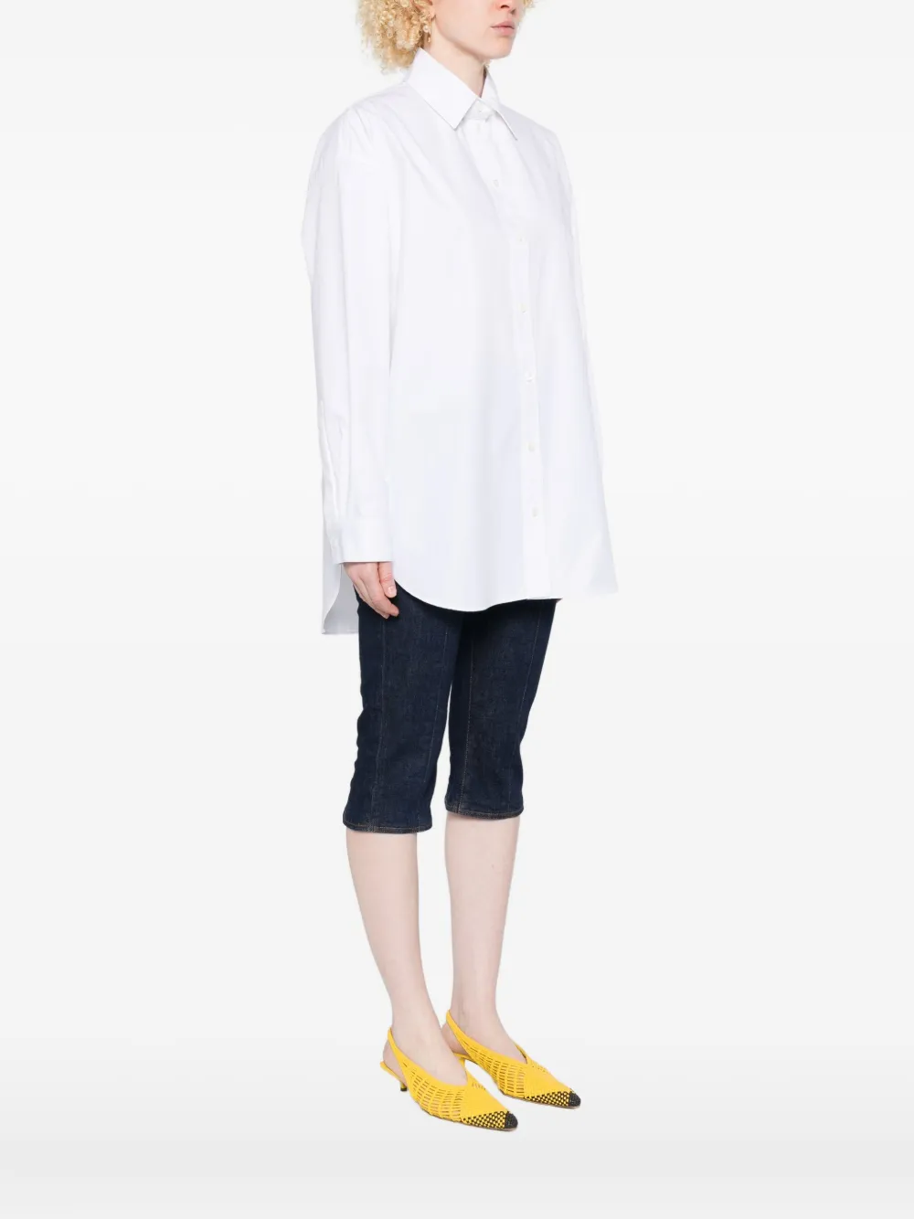 Рубашка с длинными рукавами и закругленным подолом JACQUEMUS, белый — фото 3