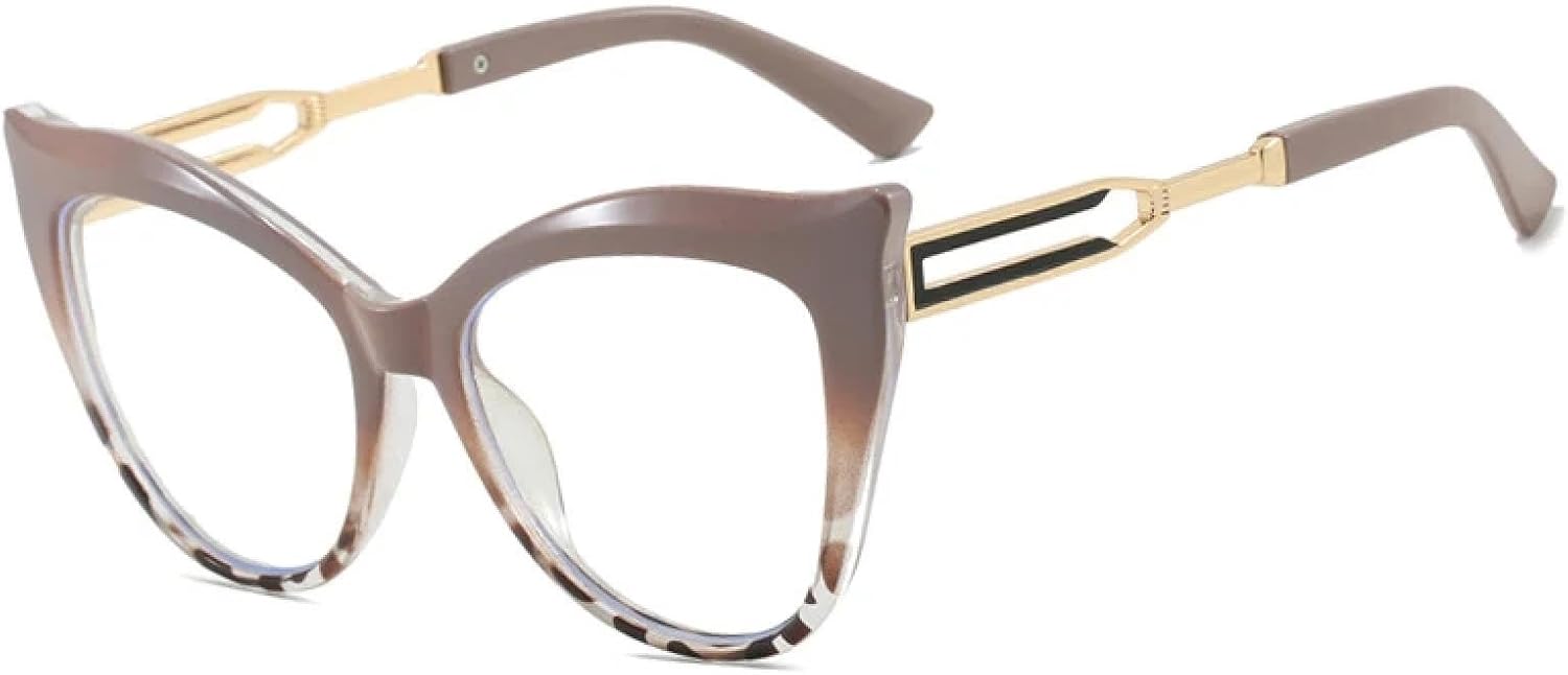 

Винтажные роскошные солнцезащитные очки «кошачий глаз» с ажурными металлическими дужками для женщин и мужчин, дорожные очки для вождения, защита от УФ-излучения UV400 TKKTLLT, Khaki Clear