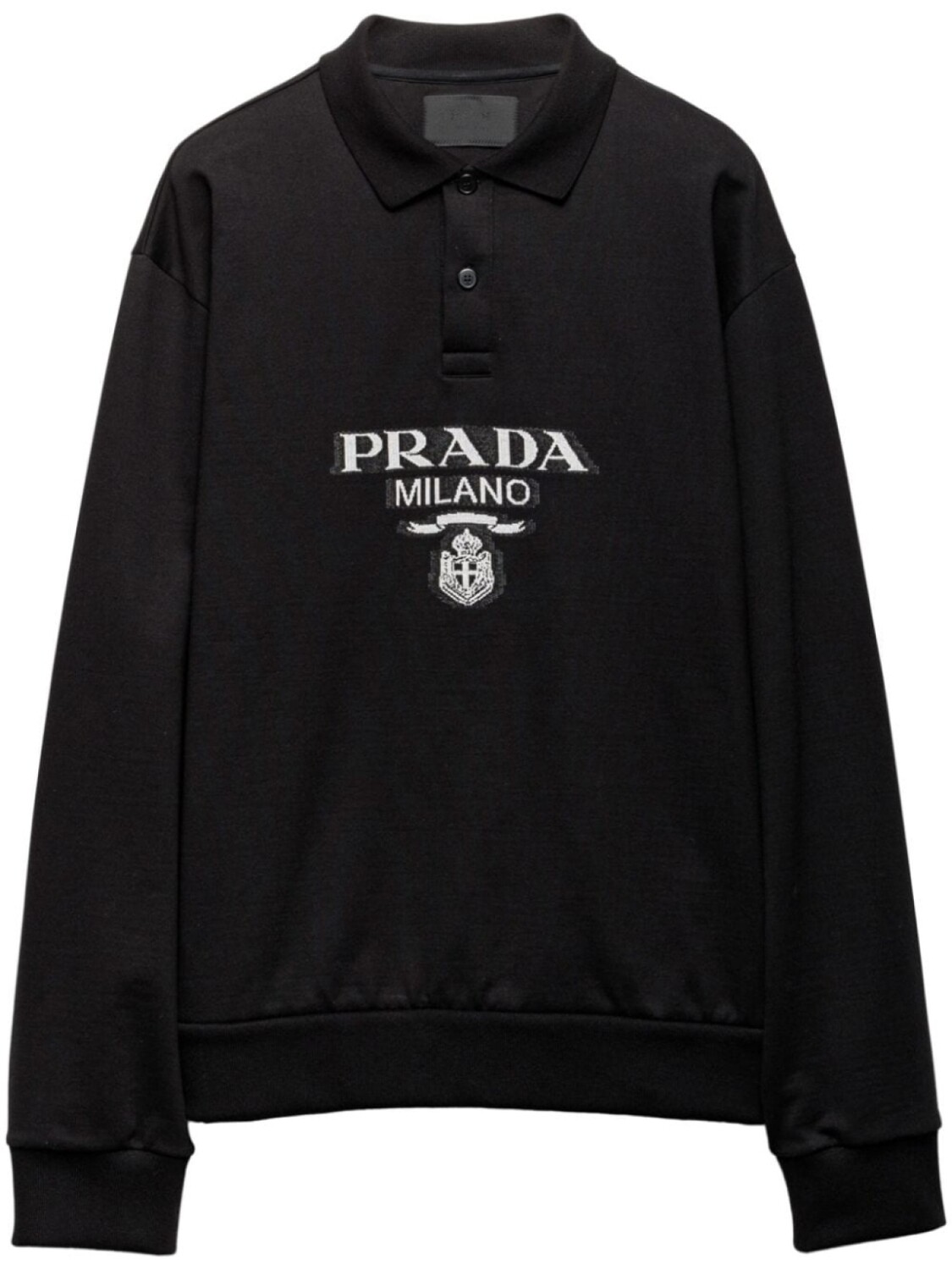 

Prada жаккардовая рубашка поло с логотипом, черный