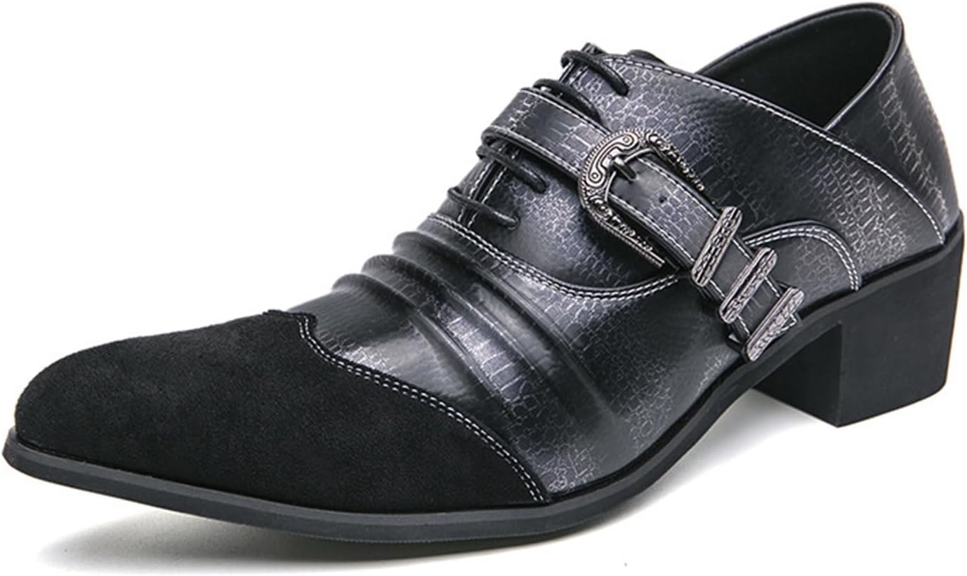 

Мужские модные туфли-оксфорды на шнуровке с острым носком, перфорацией и блочным каблуком, для торжественных случаев, делового и повседневного стиля, для выпускного вечера Generic, черный