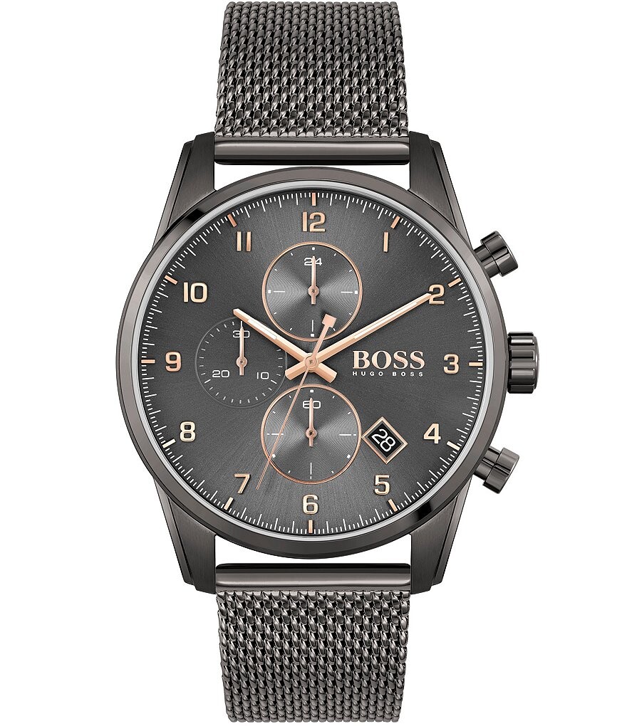 

Серые часы Hugo Boss Skyliner с сетчатым браслетом, серый