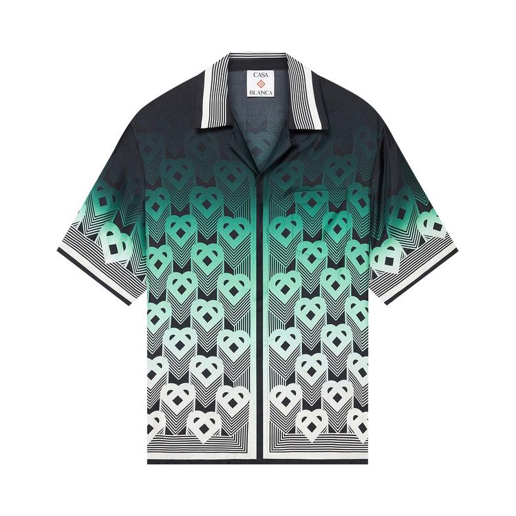 

Рубашка Casablanca Cuban Collar Short-Sleeve Shirt, Monogram Gradient