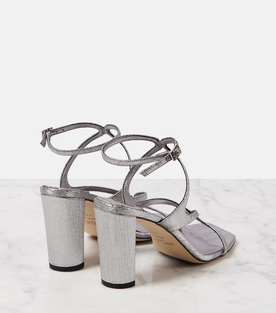 Сандалии Azie 85 из металлизированной кожи Jimmy Choo, Platinium — фото 2