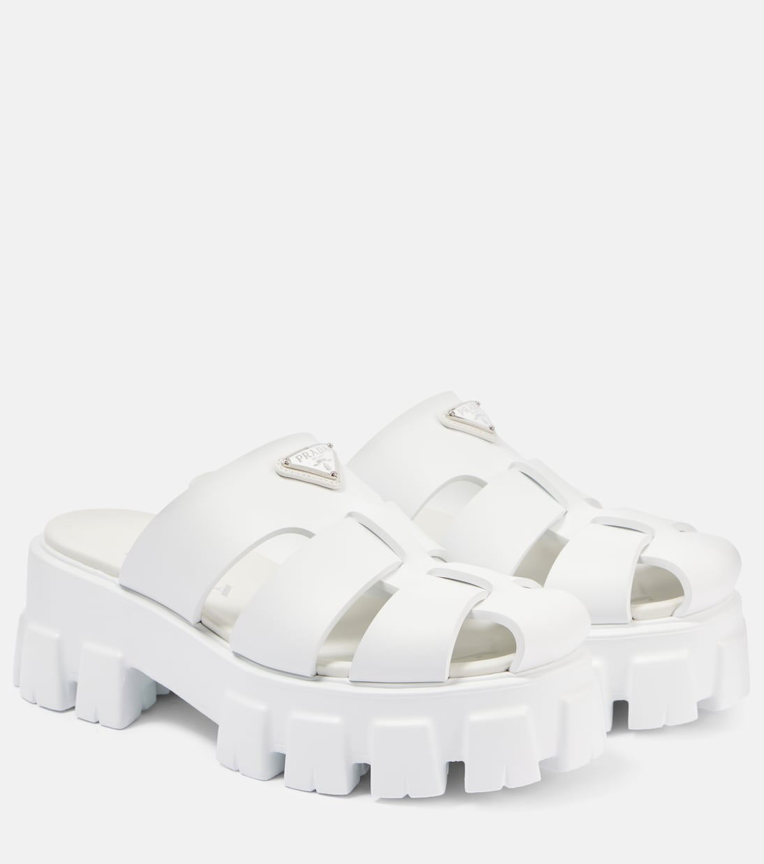Платформенные рыбацкие сандалии Prada, белый