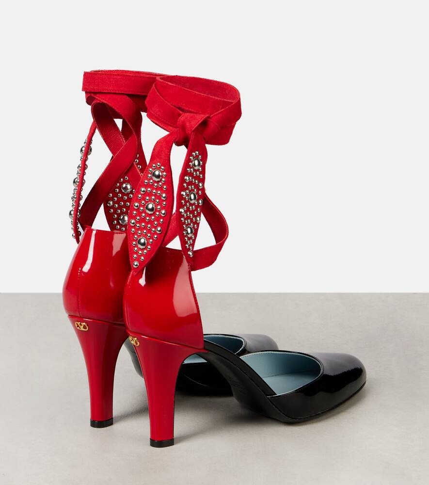 Туфли-лодочки из замши и кожи Valentino Garavani, Nero-Rouge Pur/Rouge Pur — фото 2