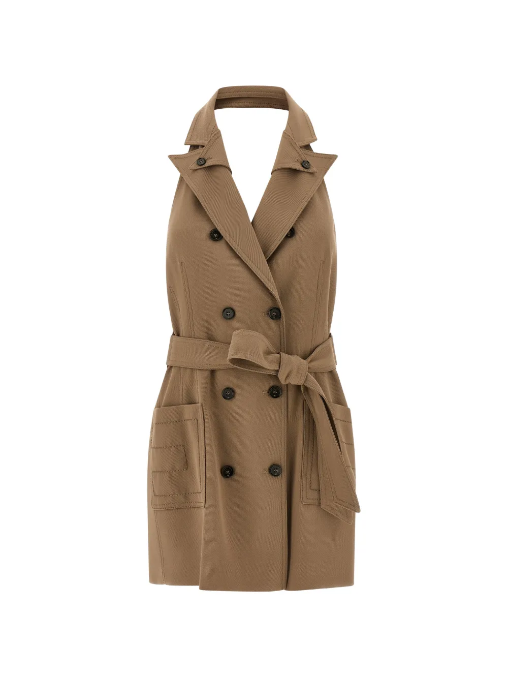 

Мини-платье на двойной пуговицах с поясом Elisabetta Franchi, коричневый