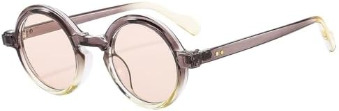 

Ретро круглые панк-солнцезащитные очки для женщин, модные двухцветные градиентные линзы, защита от УФ-излучения UV400, мужские солнцезащитные очки с заклепками MTZJH, Grey Champagne