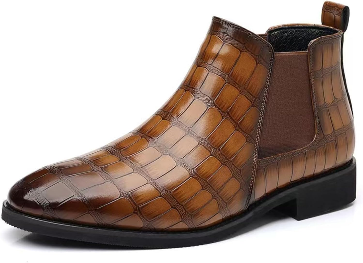 

Мужские ботинки Chelsea Purubylley с крокодиловым тиснением, кожаные, деловые и повседневные, без шнурков, формальные мужские ботинки, желтый