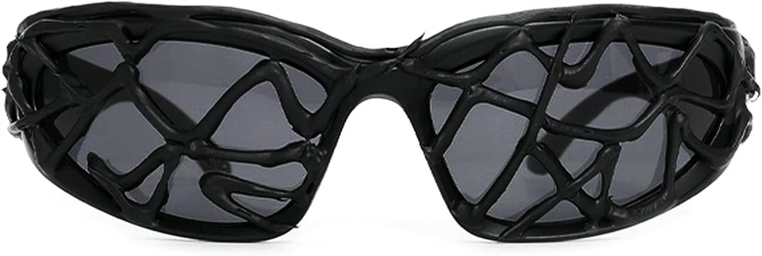 

Солнцезащитные очки Drip Glue для мужчин, ручная работа, защита от УФ-излучения, модные солнцезащитные очки-щитки с обтекаемой формой для женщин mincl, Black