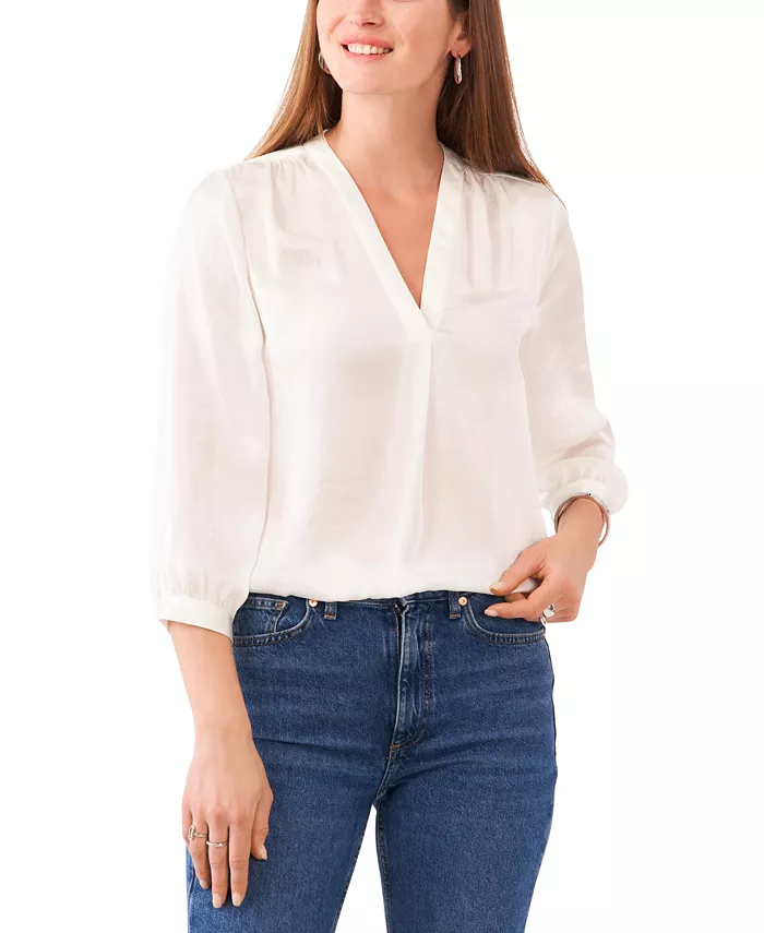 

Женская блузка с V-образным вырезом и рукавами 3/4 Vince Camuto, белый