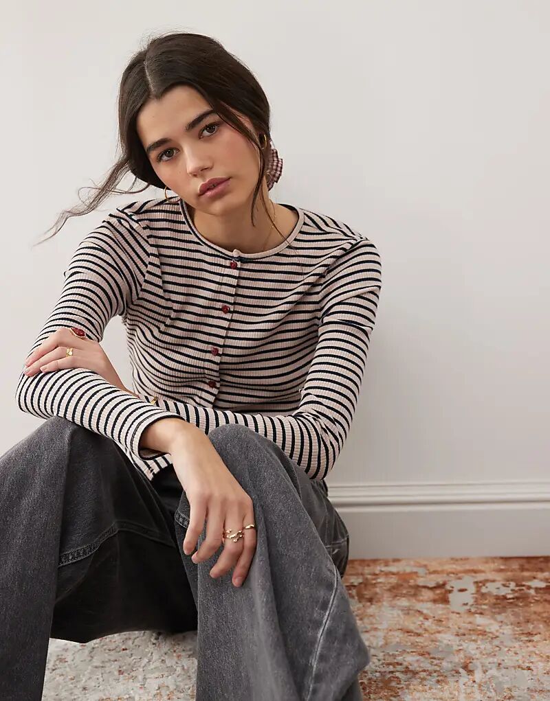 

Кардиган с длинными рукавами в полоску Miss Selfridge