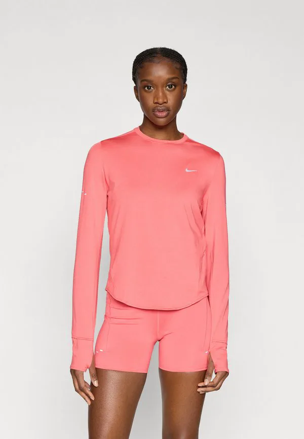 Блестящая блузка с длинными рукавами Nike Performance, Sea Coral/Reflective Silver-Coloured