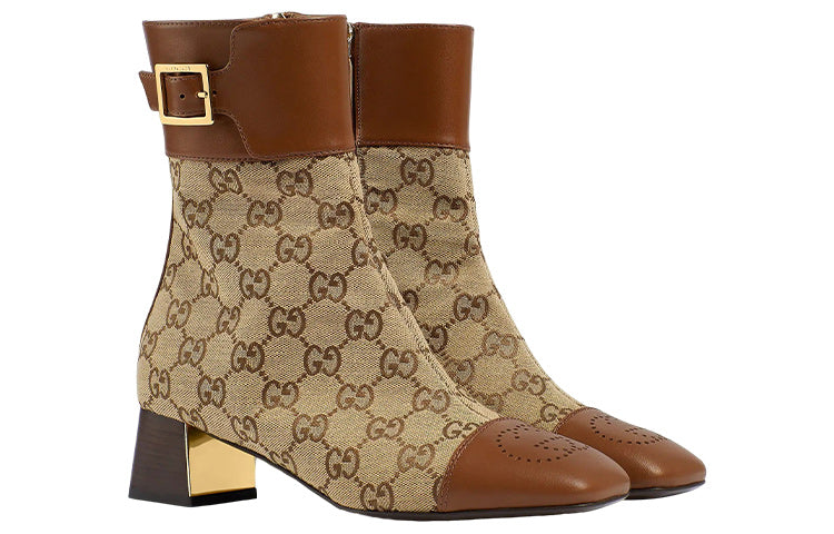 Ботинки (WMNS) Gucci Ankle boots with GG monogram 'Brown Beige' 700023-21HH0-2582 — фото 2
