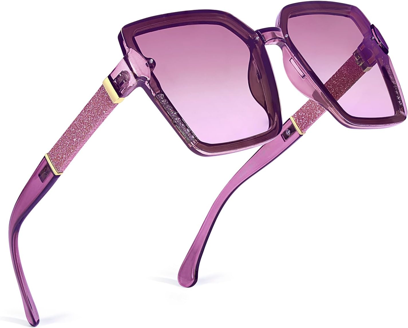 

Поляризованные солнцезащитные очки для женщин, большие квадратные солнцезащитные очки с защитой от УФ-излучения UV 400, винтажные легкие женские солнцезащитные очки SA HEXISHIJIA, Purple Lens