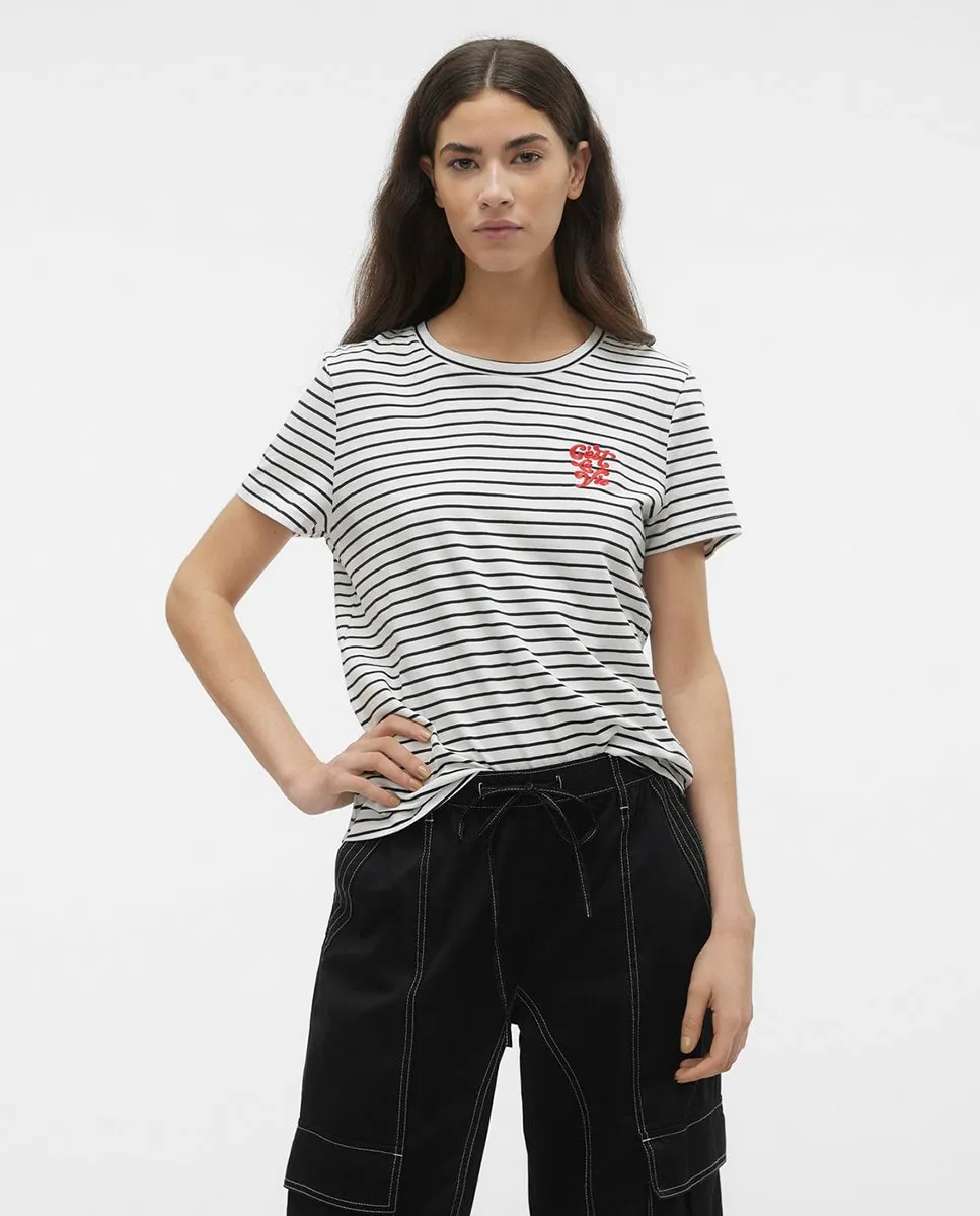 

Женская полосатая футболка с коротким рукавом Vero Moda, белый