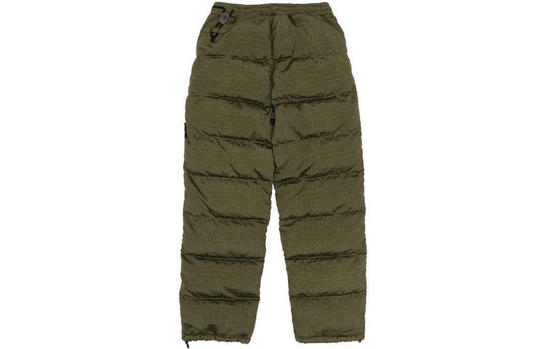 Пуховые брюки/хлопковые брюки мужские оливково-зеленые Stone Island, оливково-зеленый — фото 2