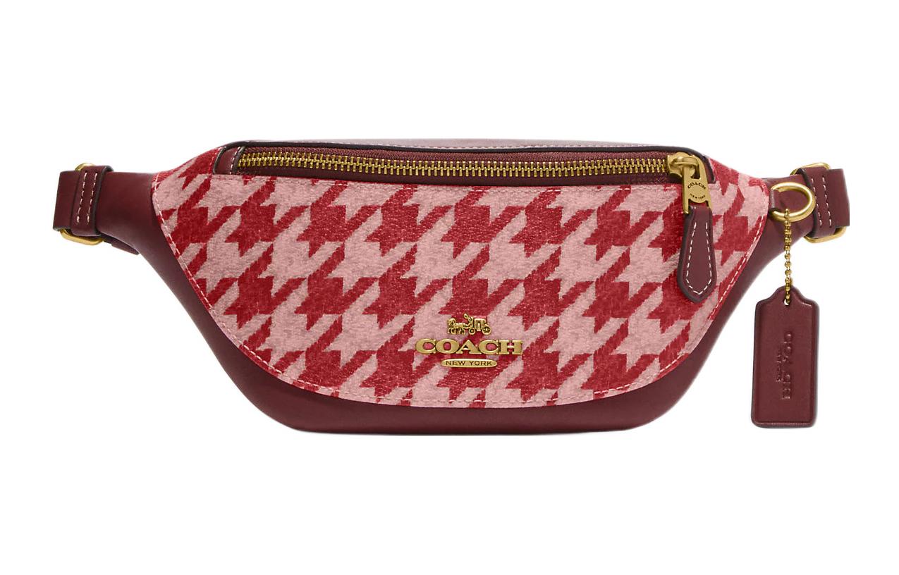 

Warren Canvas With Leather Сумка-слинг через плечо, мини-поясная унисекс бордовый COACH