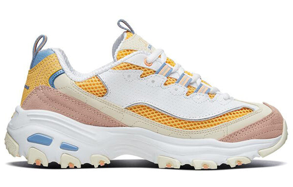 Кроссовки (WMNS) Skechers D'Lites 1.0 low running Shoes GS White/Yellow, белый — фото 2