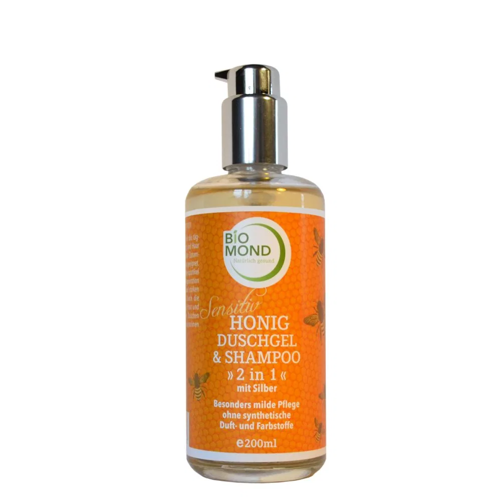 Гель для душа и шампунь 2 в 1 Sensitive Honey с коллоидным серебром, 200 мл Biomond
