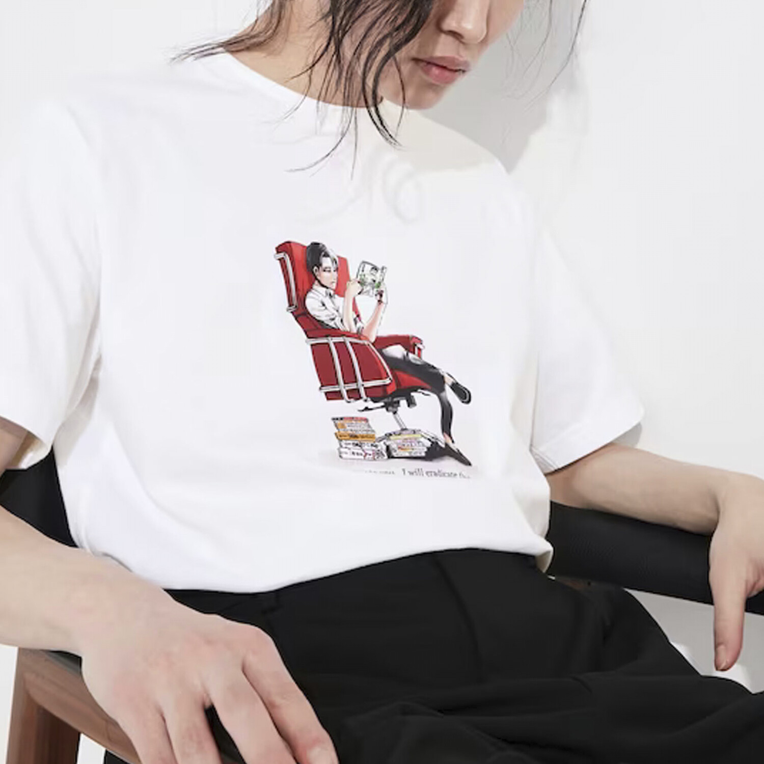 X Атака титанов футболка мужская белая Uniqlo, белый — фото 4