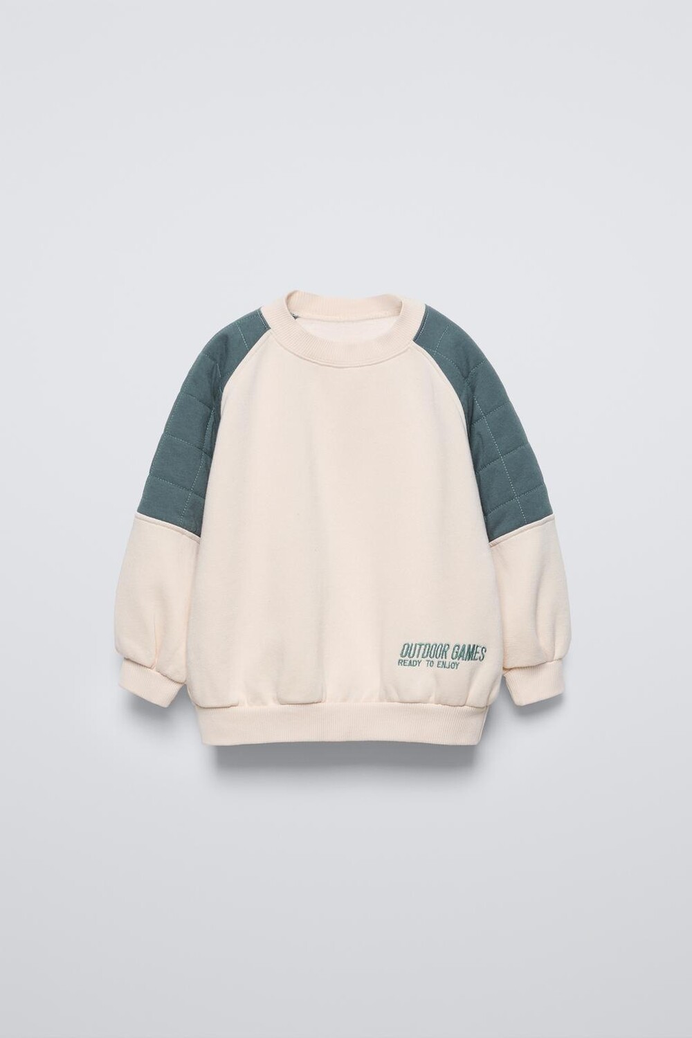 

Толстовка с утепленными рукавами ZARA, экрю/синий