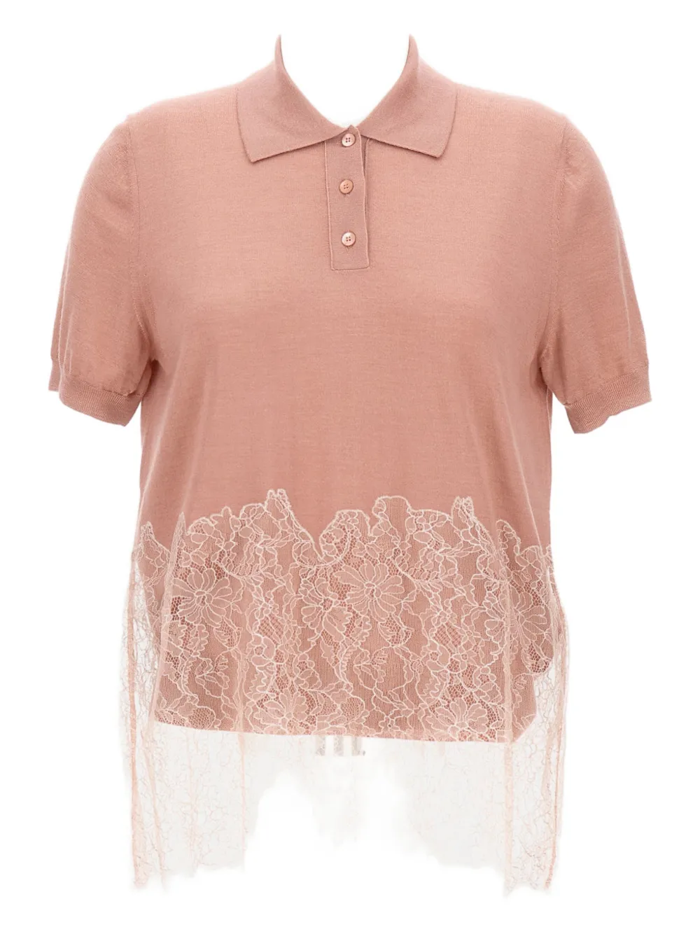 

Поло с кружевными вставками FENDI, розовый
