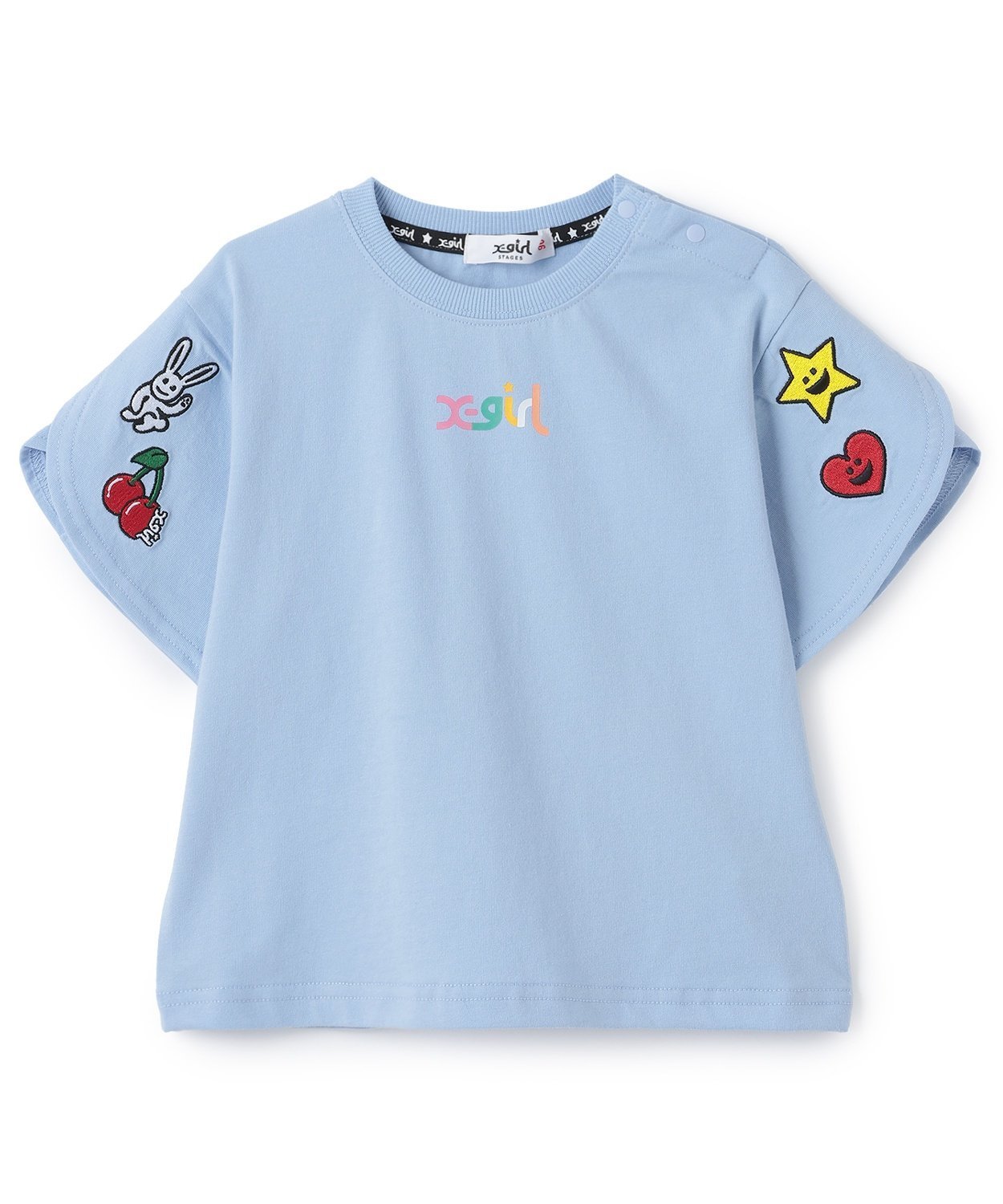 Футболка с коротким рукавом и нашивкой в виде персонажа X-girl Stages, Light Blue