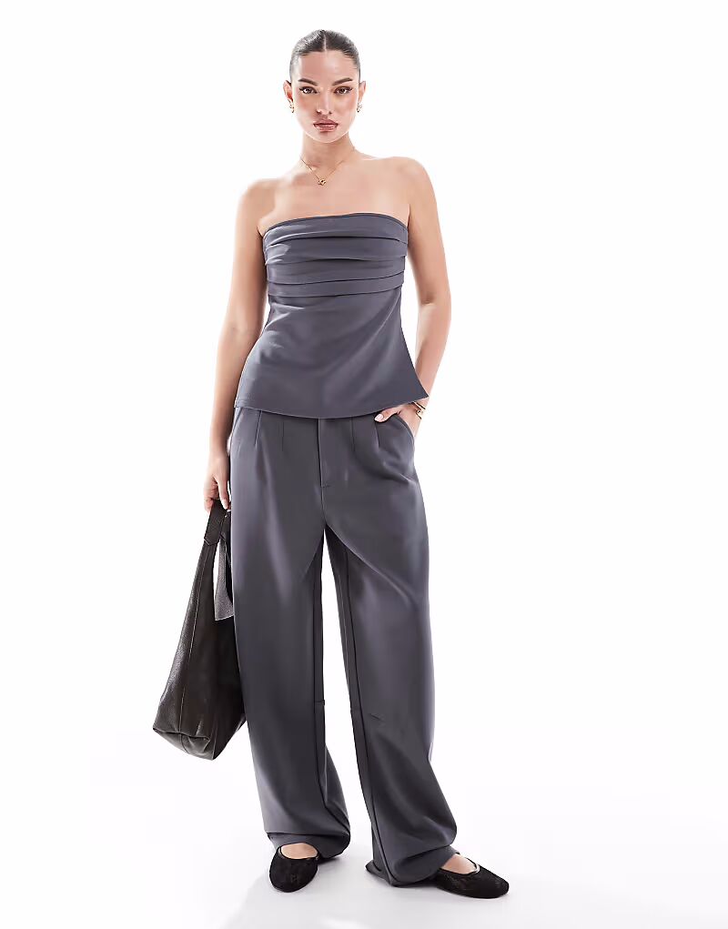 

Брюки-бочонки премиум-класса из ткани понте темно-серого цвета Asos Design