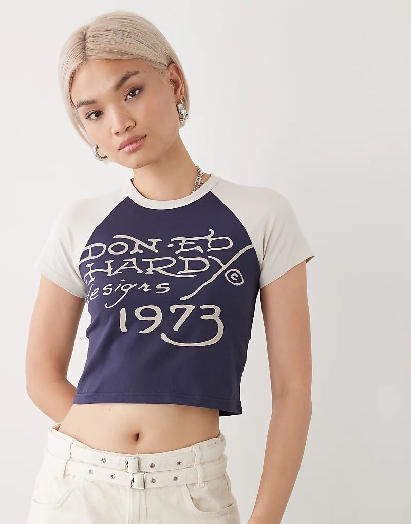 

Детская футболка с изображением пантеры, нарисованной Эдом Харди, темно-синего цвета