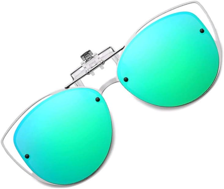 

Поляризованные солнцезащитные очки FEISEDY «кошачий глаз» с клипсой для женщин и мужчин, без оправы, откидные, совместимы с очками для коррекции зрения, модель B2670, Blue-green