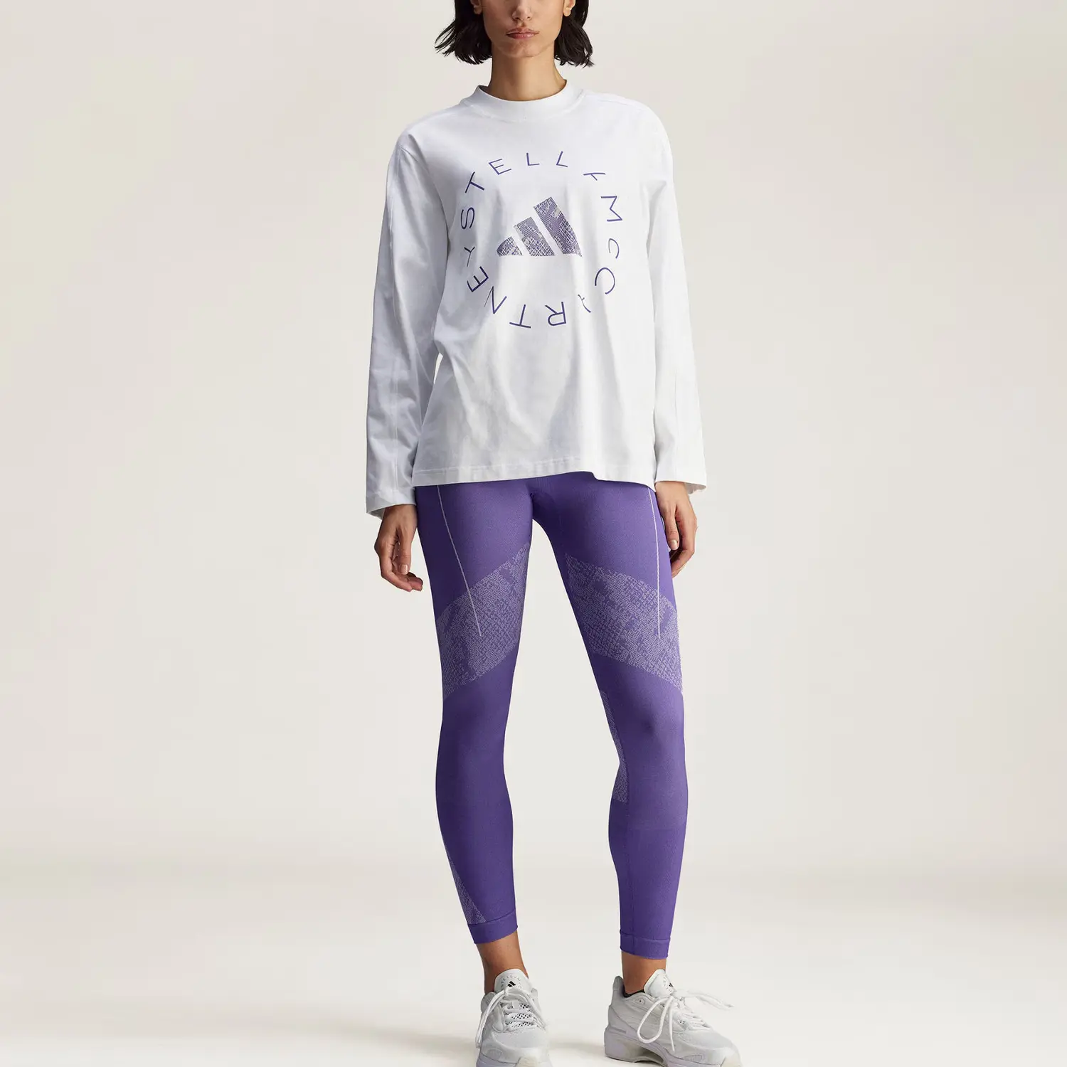 Футболка Stella McCartney SS25 женская Adidas, белый/фиолетовый — фото 3