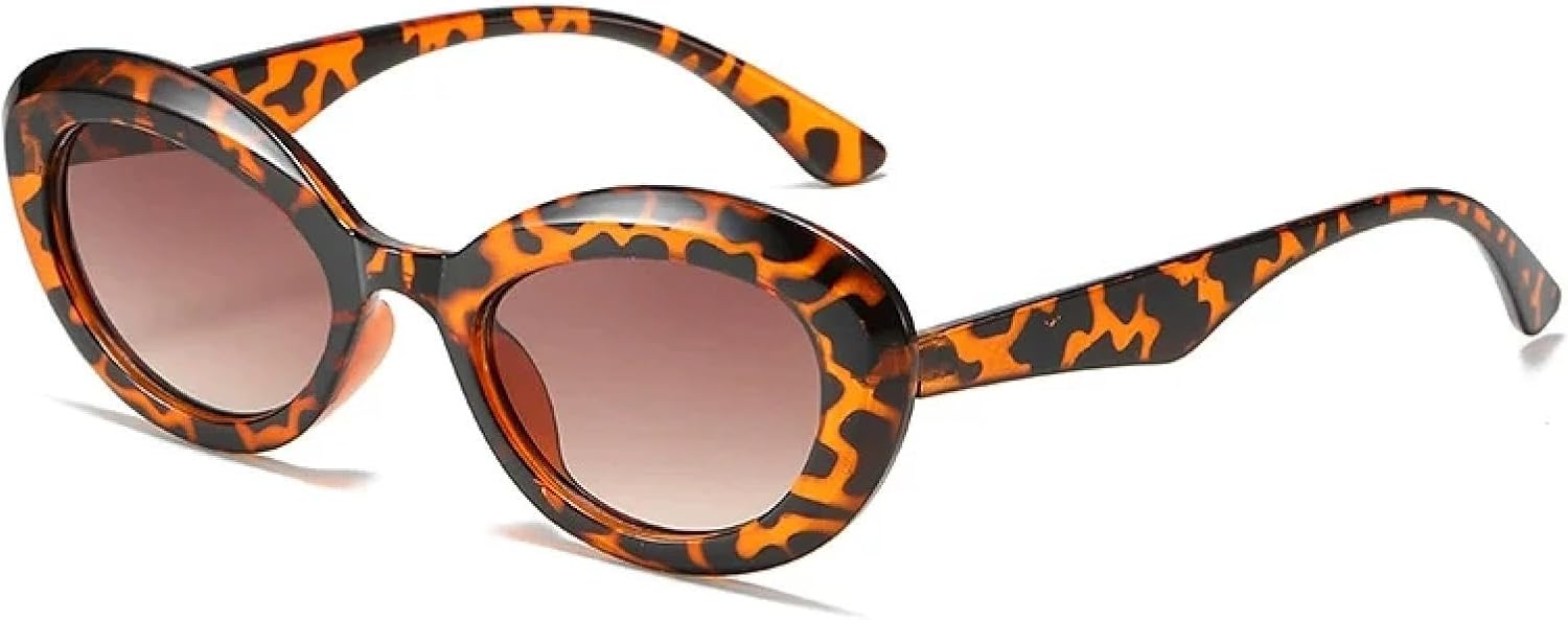 

Ретро-солнцезащитные очки класса люкс, маленькие овальные, для женщин и мужчин, модные винтажные солнцезащитные очки для летних путешествий, защита от УФ-излучения UV400 TKKTLLT, Leopard Gradient Tea