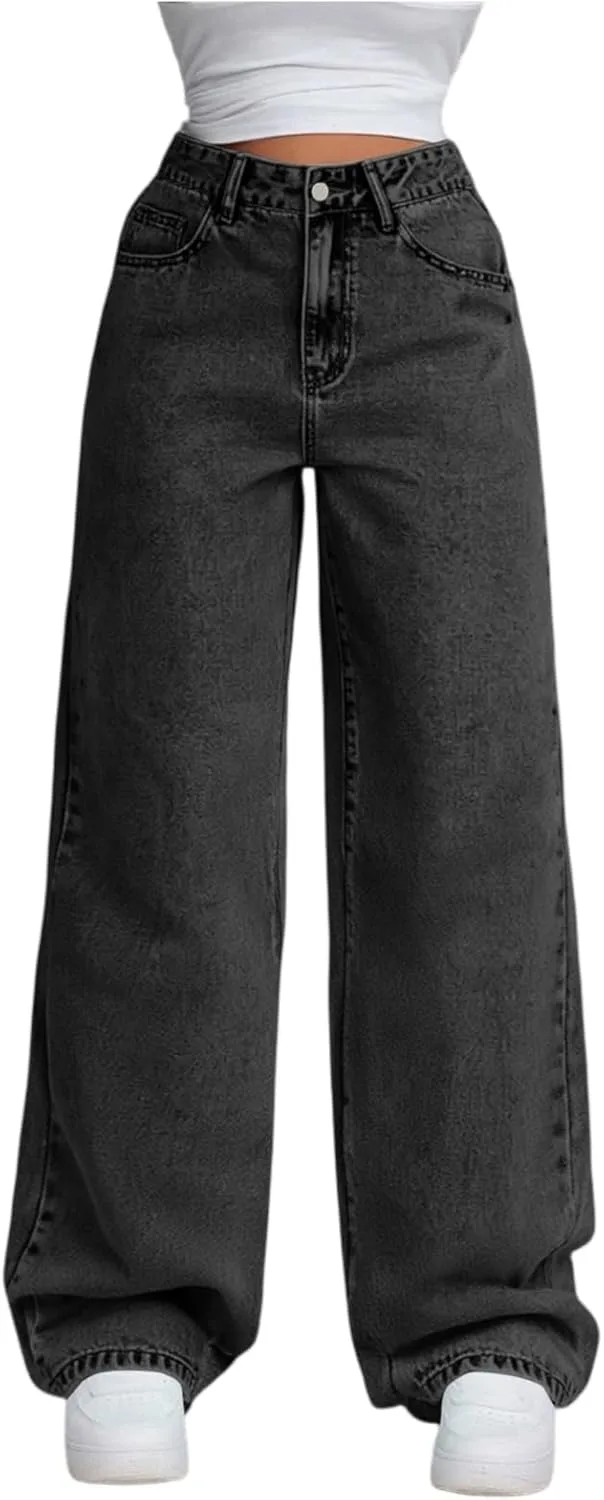 Джинсы для женщин Plus Size Baggy Straight Leg High Rise