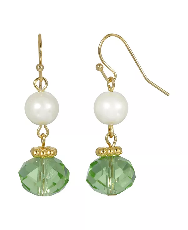 

Серьги-Подвески с имитацией жемчуга зеленого цвета золотистого оттенка 2028, green