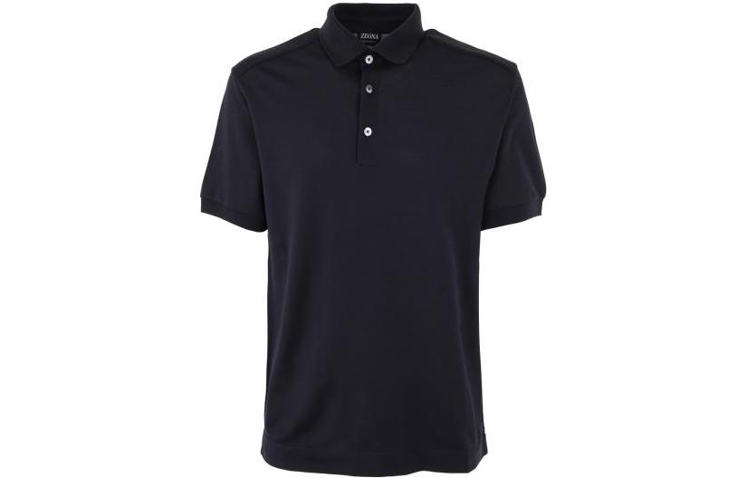 

Zegna Short sleeve Cotton Polo Shirt Zzegna, темно-синий