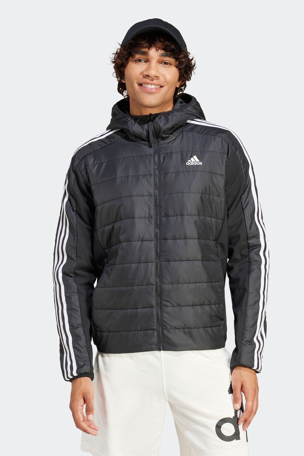 

Утепленная гибридная куртка Essentials с капюшоном и тремя полосками Adidas Terrex, черный