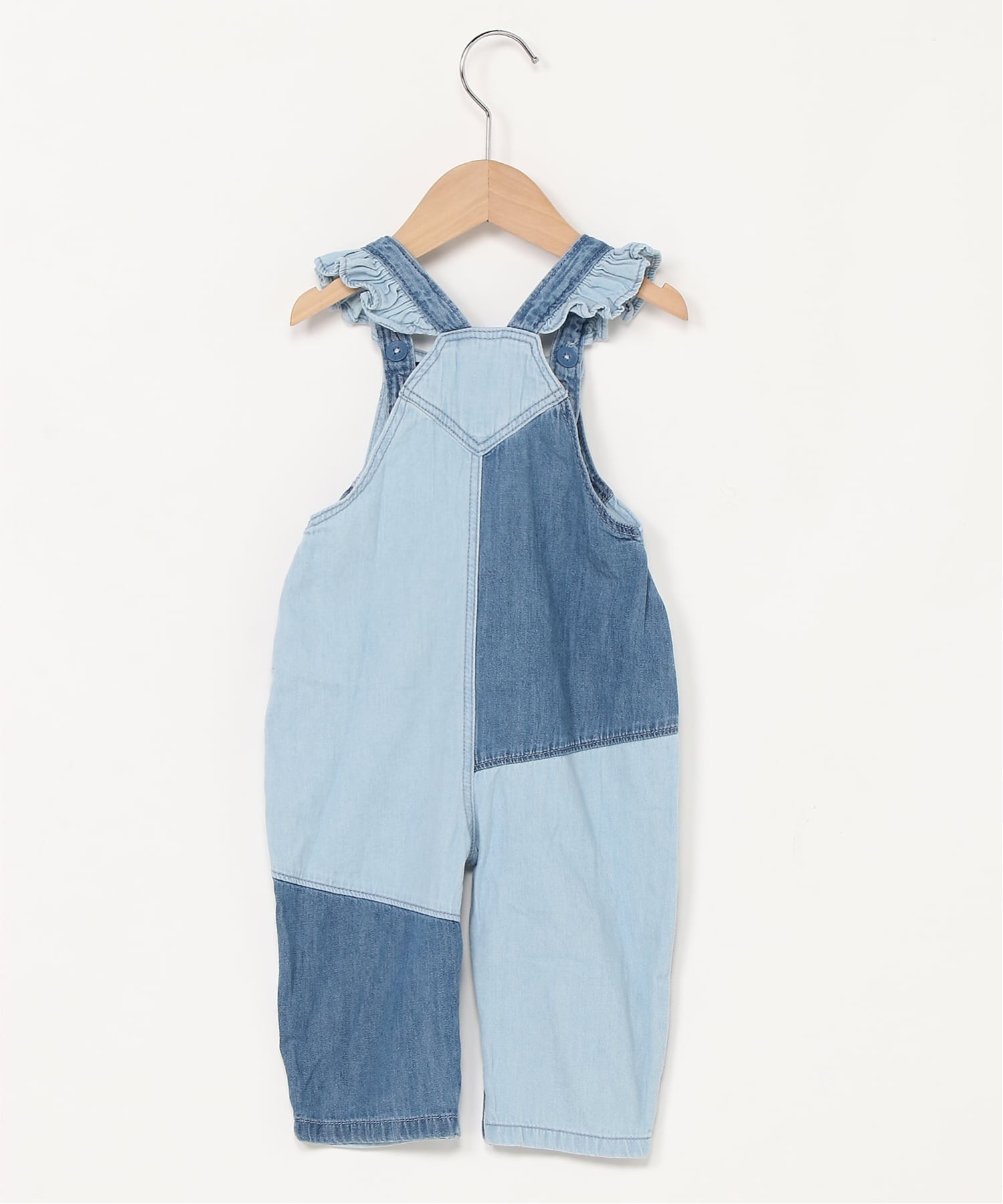 Двухцветный джинсовый комбинезон с сердечками Детский Gap, TRUE_INDIGO_COLORBLOCK — фото 4