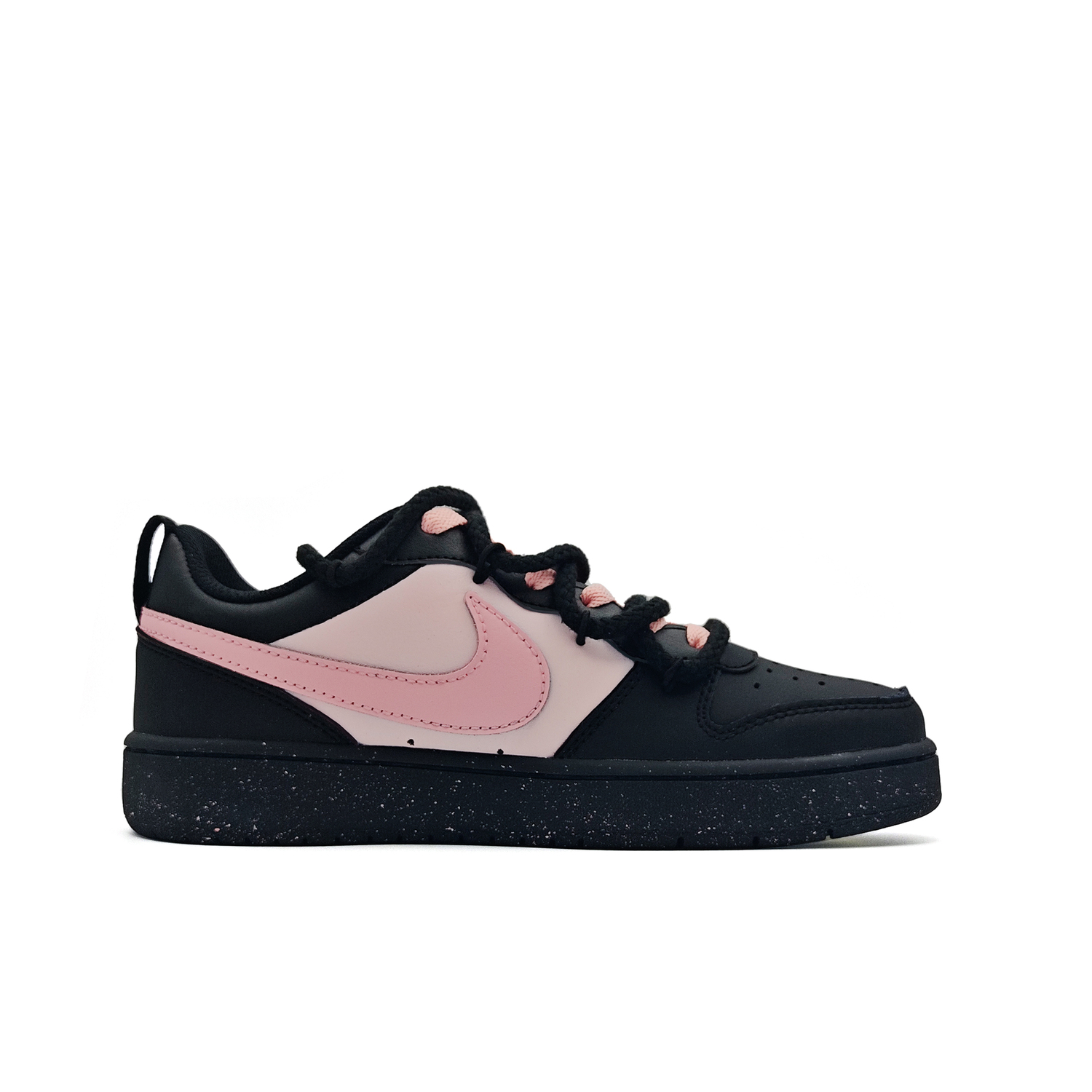 Кроссовки для скейтбординга Court Borough 2 Cool Black Cat амортизирующие низкие детские Nike черно-розовые подростковые — фото 3