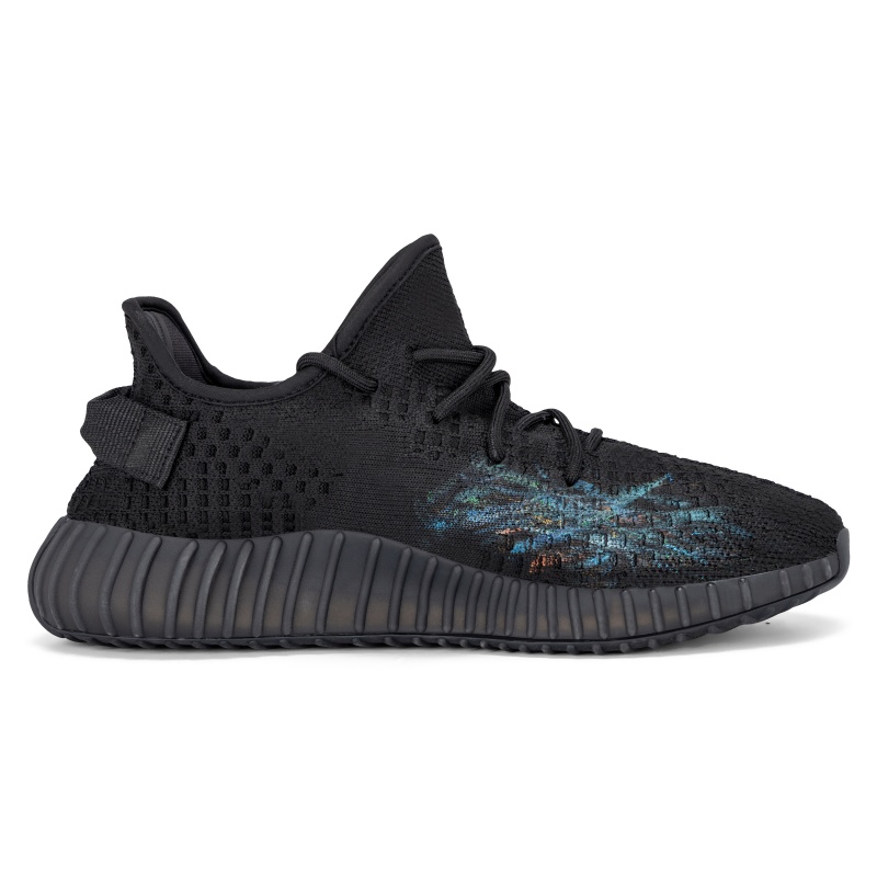 Adidas Originals Yeezy Boost 350 V2 Ink Painted Cloud Shoes Slip Resistant Low top Casual Shoes Unisex Black — фото 3