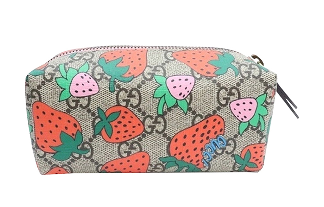 

GUCCI Косметичка из холста с кожаными вставками, дорожная сумка для туалетных принадлежностей, мини-клатч для женщин brown