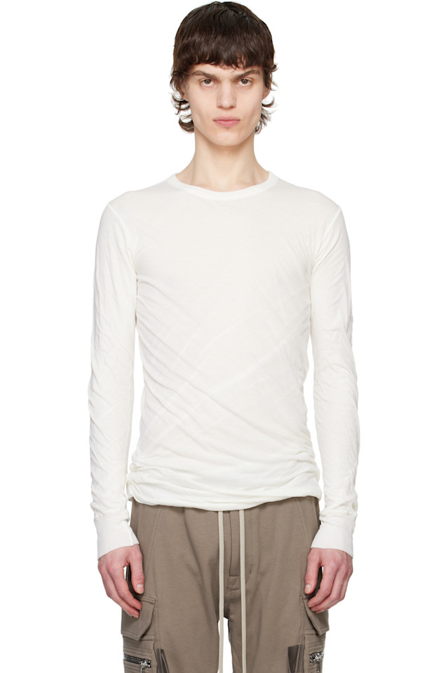 

Футболка Hollywood Double LS Rick Owens, цвет milk