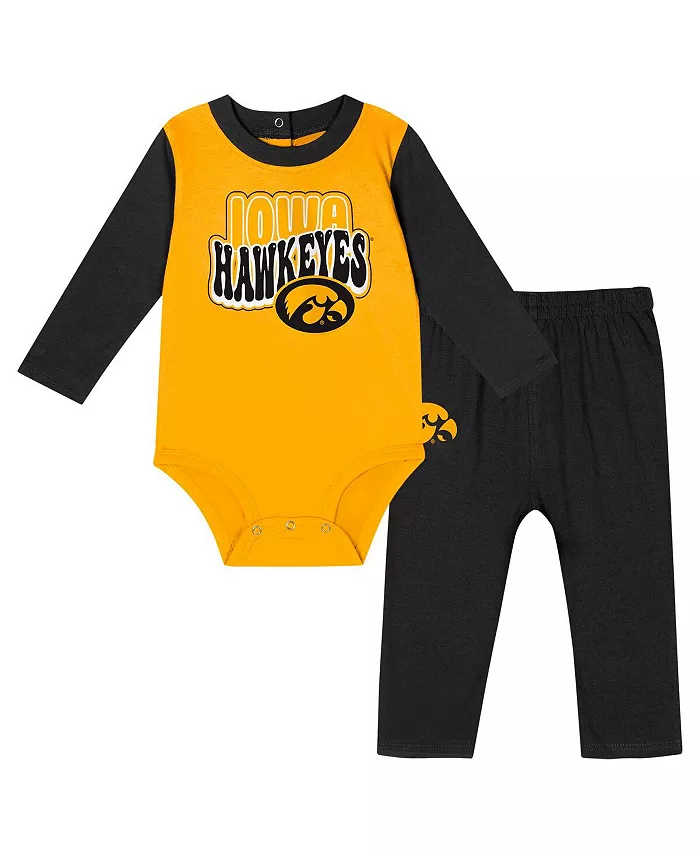 

Черный боди с длинными рукавами и штанишки Iowa Hawkeyes Double Up для мальчиков и девочек Outerstuff